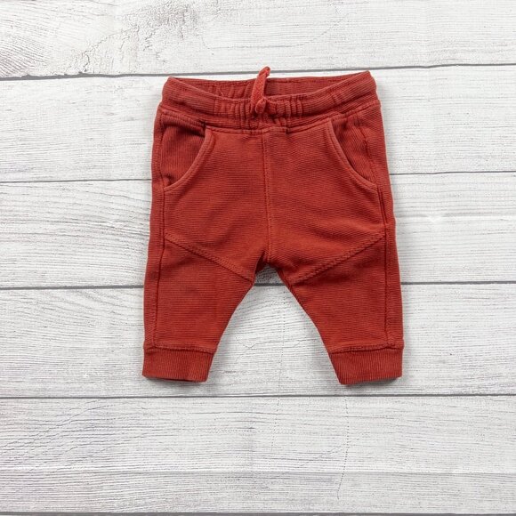 Zara Other - Zara Baby Jogger Pants Rust Orange Ribbed Drawstring Sweatpants 3-6 Months